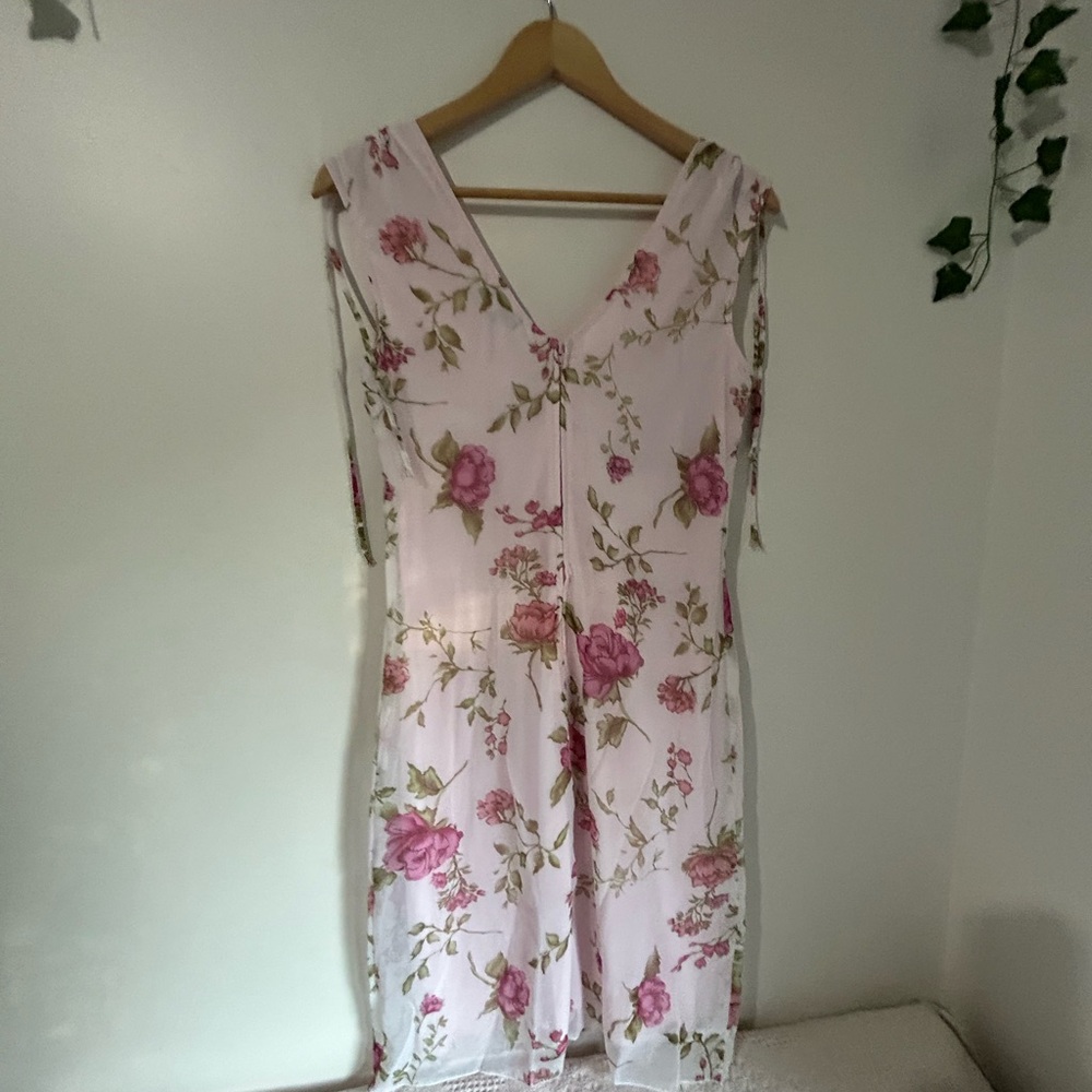 Vintage Hourglass Pink Floral Midi Dress